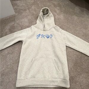 Gray Hoodie with Blue Seashell Design